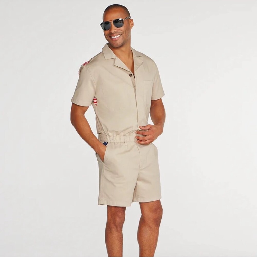 NWT CHUBBIES THE DANGER ZONES coveralls men’s size Xl flag stars.